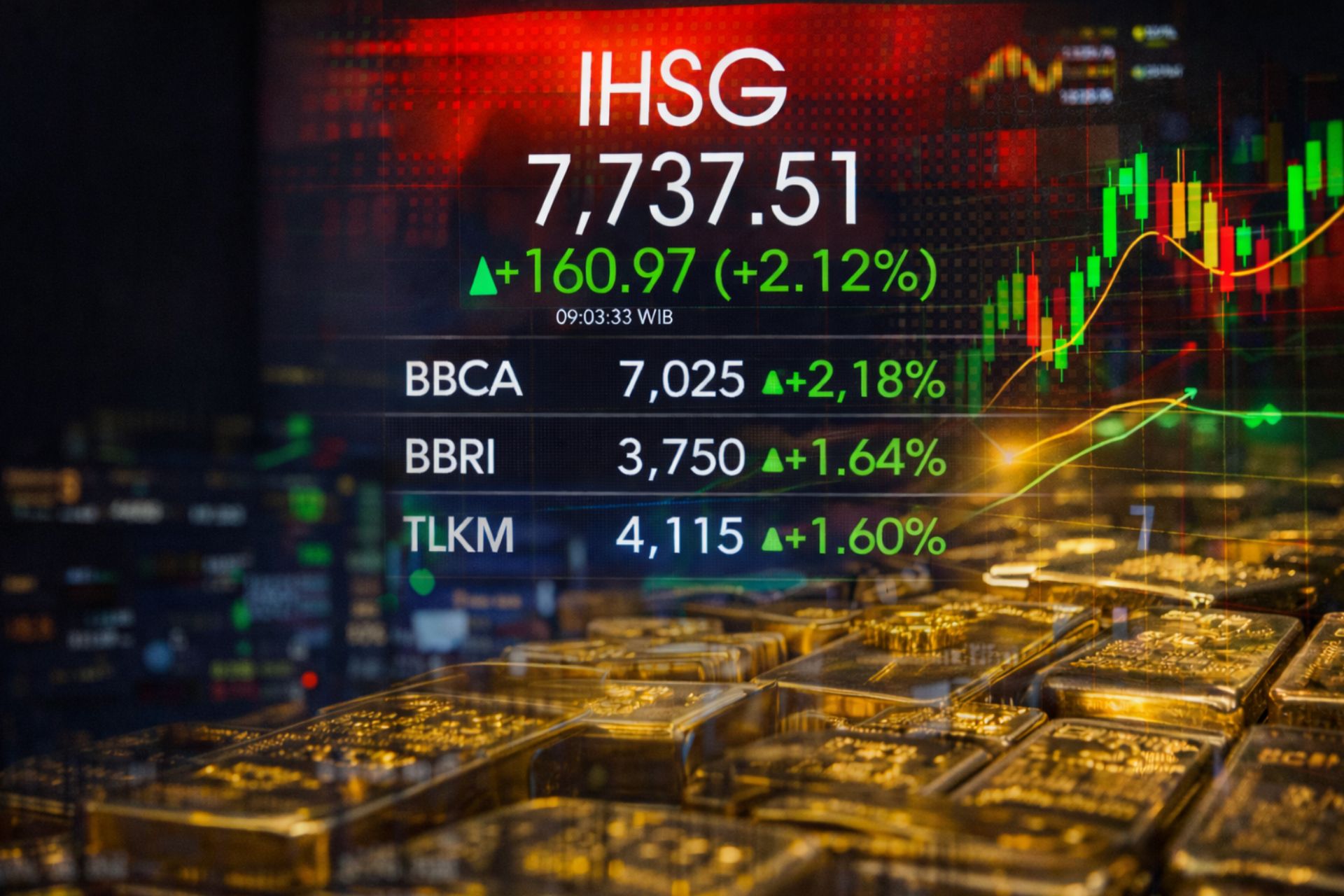 IHSG Meledak Pagi Ini! Melonjak 2,12% ke 7.737, Saham BBCA dan BBRI Jadi Motor Reli Bursa
